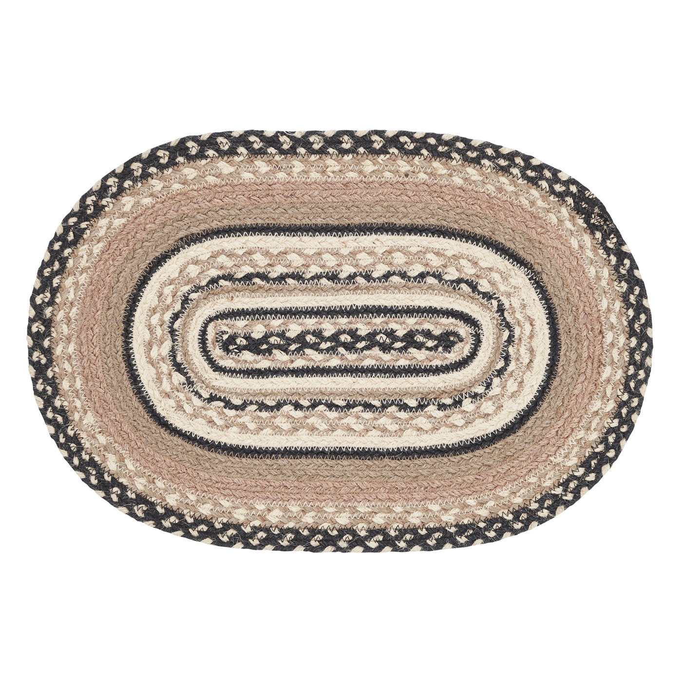 💙 Sawyer Mill Charcoal Creme Jute Oval Placemat