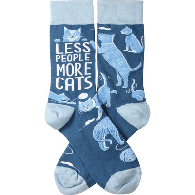 Less People More Cats Unisex Fun Socks