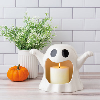 💙 Spooky Ghost 7.5" Ceramic Candle Holder