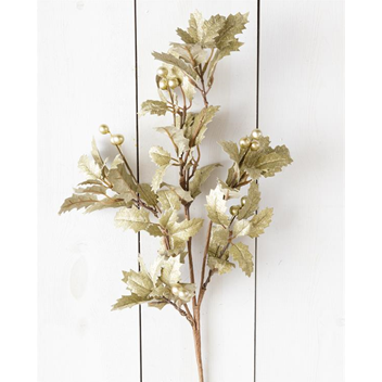 💙 Golden Holly With Gold Berries Faux Branch