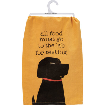 All Food To The Lab For Testing Black Labrador Dog Kitchen Towel