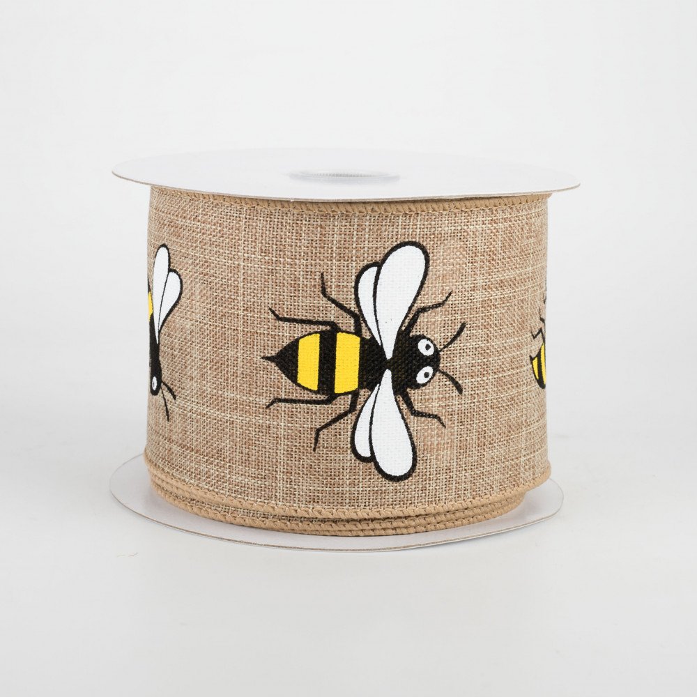 Bumble Bees on Tan Ribbon 2.5