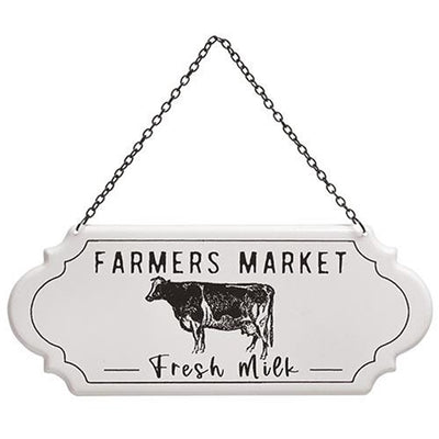 💙 Farmers Market Fresh Milk Cow Metal Hanging Sign