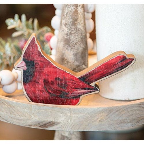 Chunky Red Cardinal Wood Sitter
