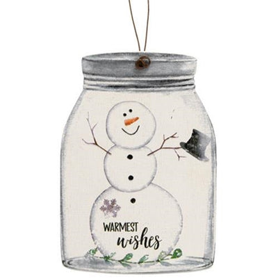 💙 Set of 3 Happy Snowman Mason Jar Ornament