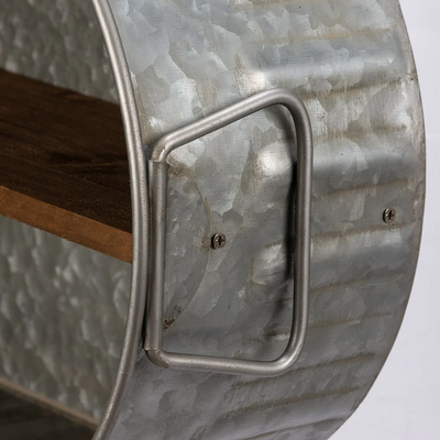 Rustic Washtub Shelf Galvanized Metal and Wood