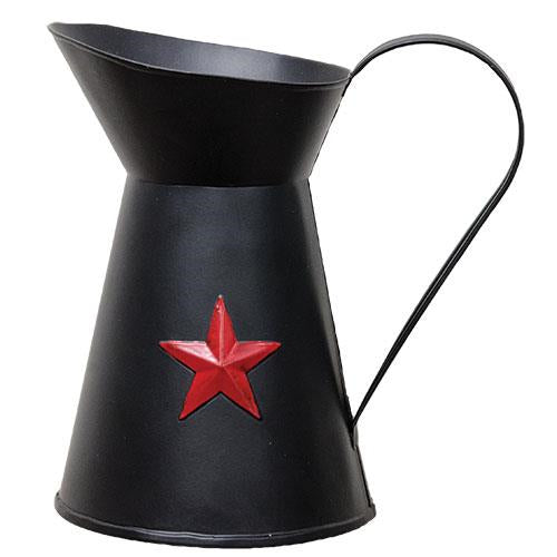 Black Tin Pitcher with Red Star
