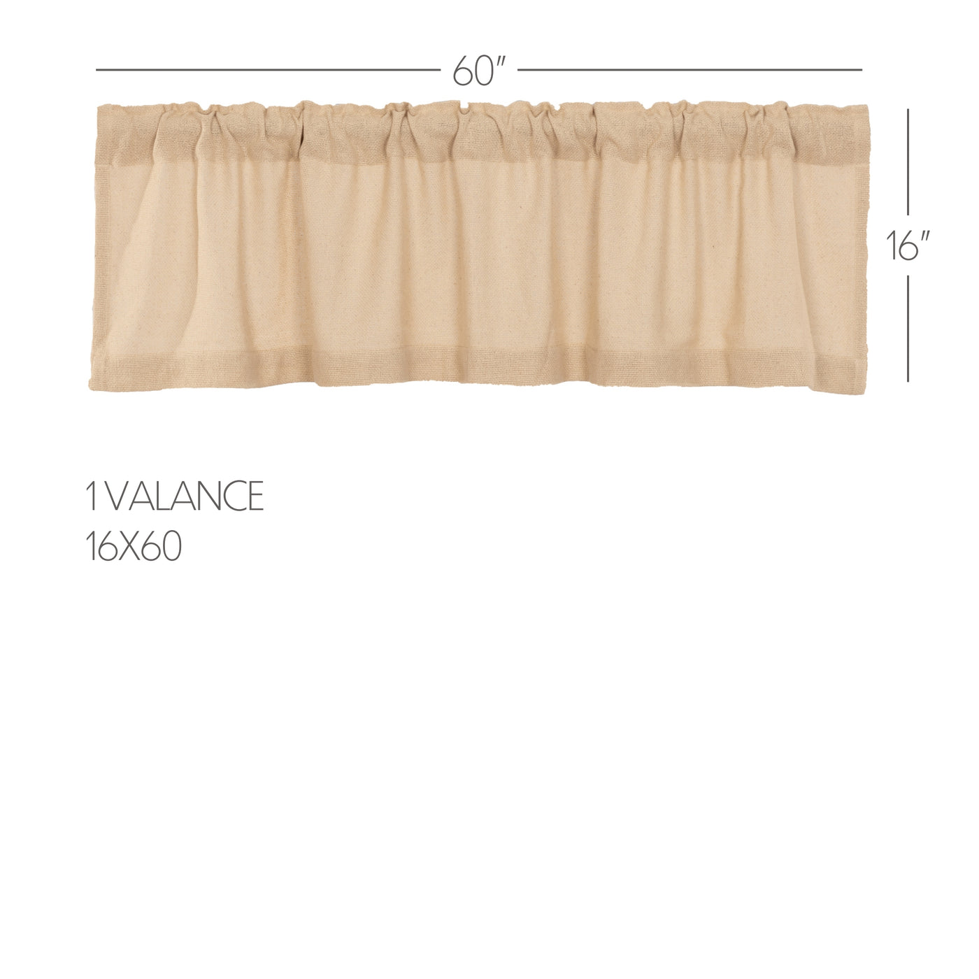 Burlap Vintage Valance 16'' x 60'' Curtain