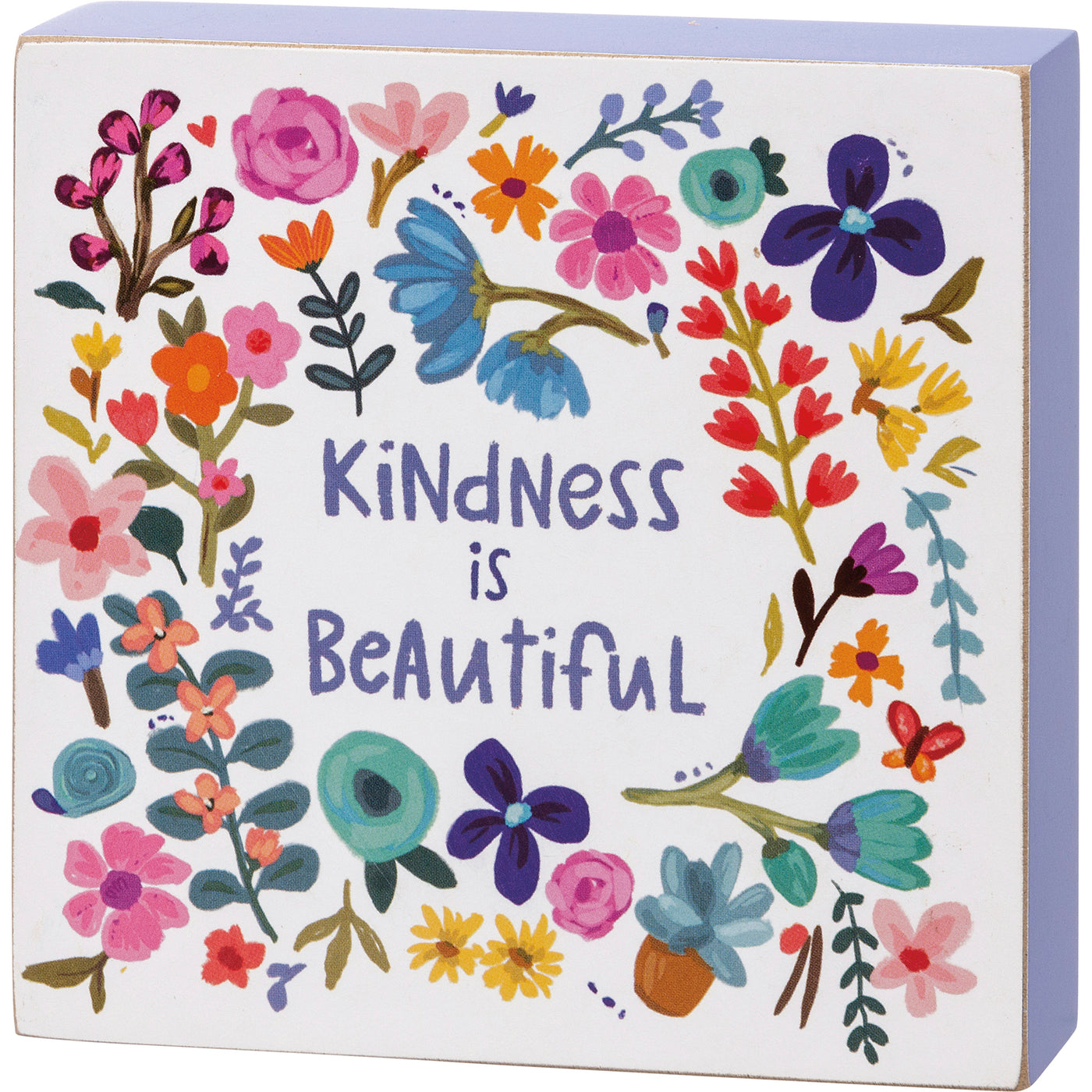 Kindness Is Beautiful Floral Small Block Sign