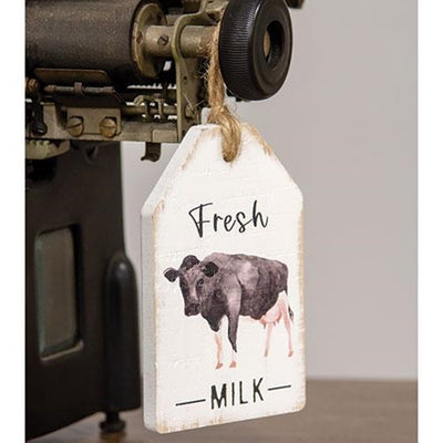 Fresh Milk Cow Wood Tag