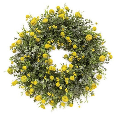 Yellow Garden Bliss 16" Faux Floral Wreath