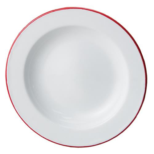 Red Rim Enamelware 8" Salad Plate