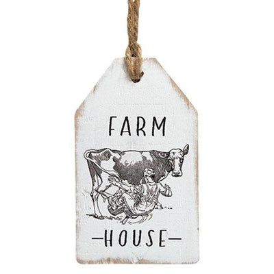 Farm House Milking Cow Wood Tag