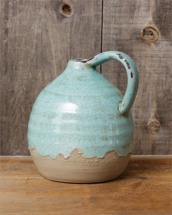 Earthenware Robin's Egg Blue Crackle Jug