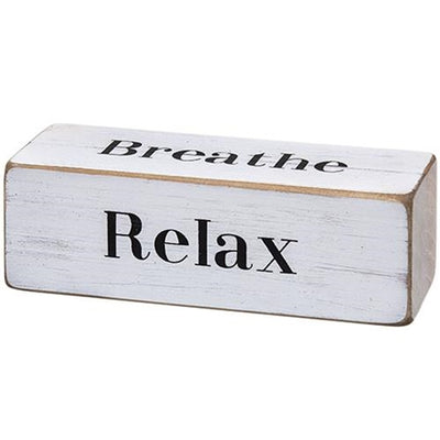 Rustic Inspirational Wooden Block 4-sided Sign - Relax Breathe Be Still Dream