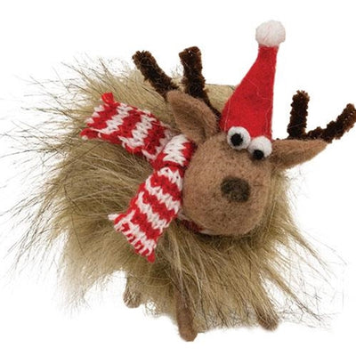 Fuzzy Reindeer Felt 4.5" H Ornament