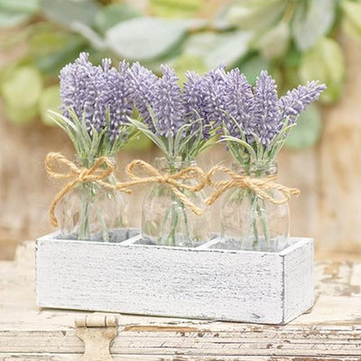 Lavender Vase Trio in Wood Crate