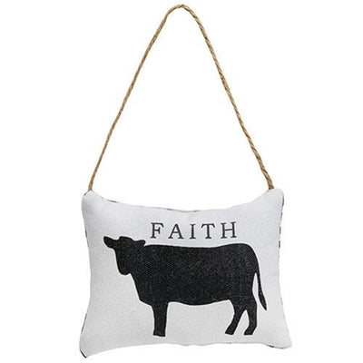 Cow Silhouette Faith Pillow Ornament