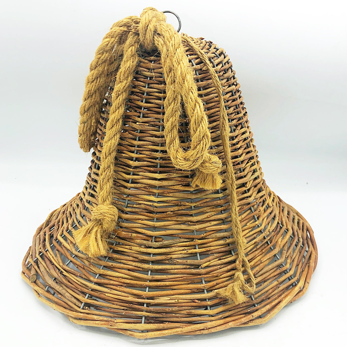 Bell Shaped Willow 9" Basket With Jute Rope Hanger