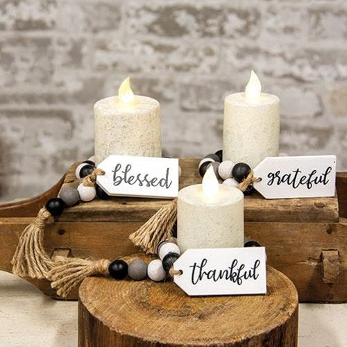 Set of 3 Grateful, Thankful, Blessed Beaded Tag Hanger