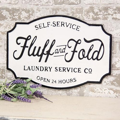 Fluff and Fold Laundry Co Farmhouse 18" Metal Sign
