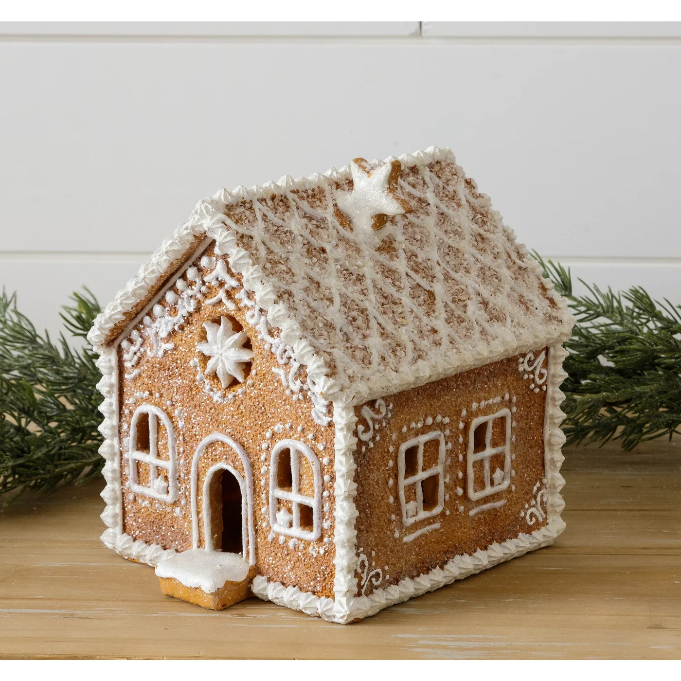 Lighted Gingerbread House With Snowy Roof 6.5" H