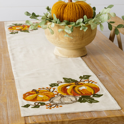 Pumpkins and Vines 60" Embroidered Table Runner