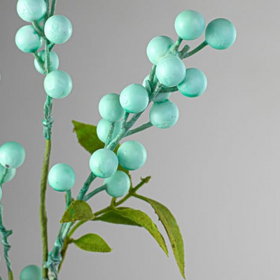 Robins Egg Blue Berry and Leaves 26" Faux Spray