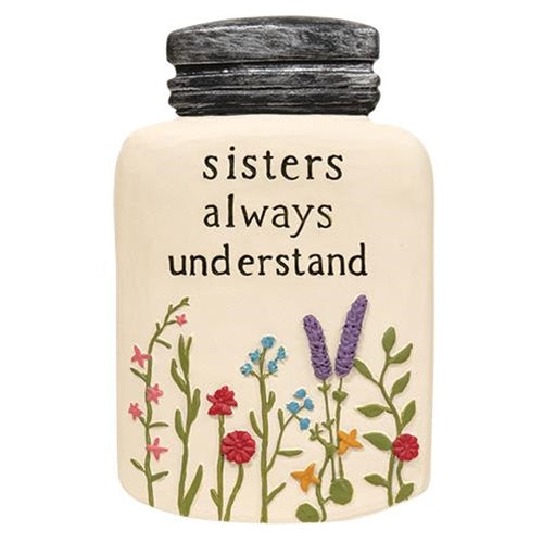 Sisters Always Understand Small Resin Mason Jar Figure