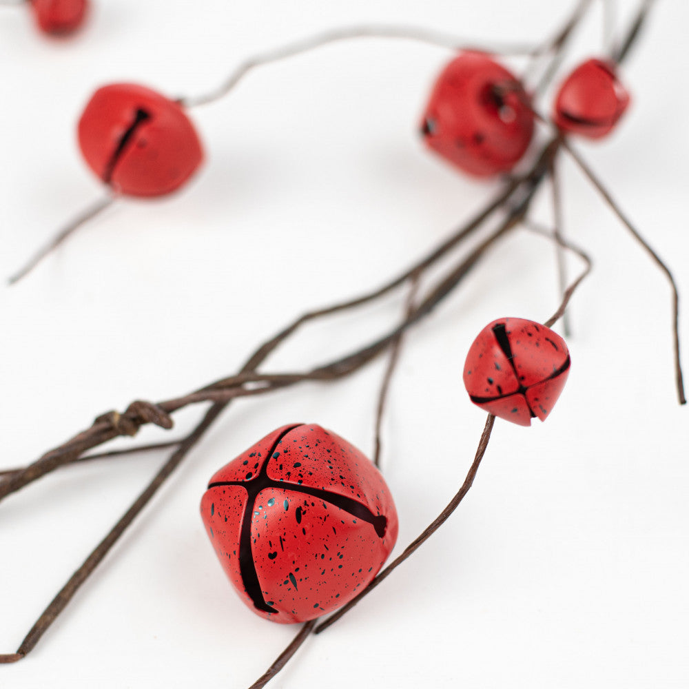 Red Jingle Bell Curly Twig 5 ft Garland