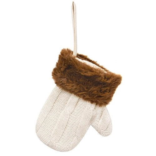 Knit Cream Mitten Gift Pocket