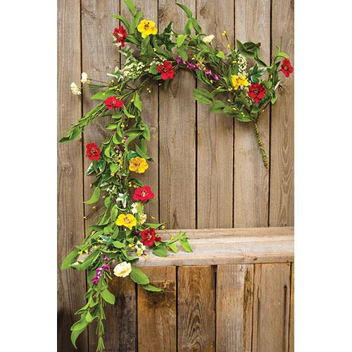 💙 Hibiscus Garland 4 ft - colorful flowers, berries & greens