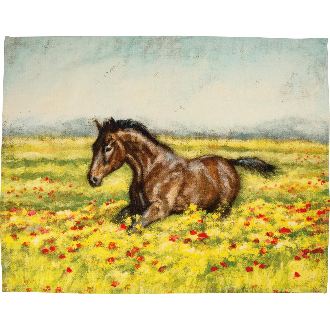 Horse In Field Colorful Kitchen Towel