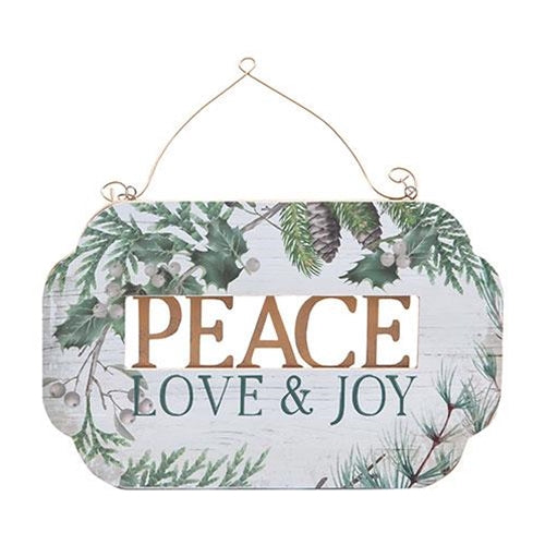💙 Peace Love and Joy Greenery Plaque