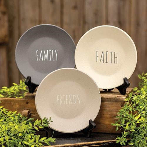 Set of 3 Farmhouse 6.25" D Decorative Plates - Faith Family Friends