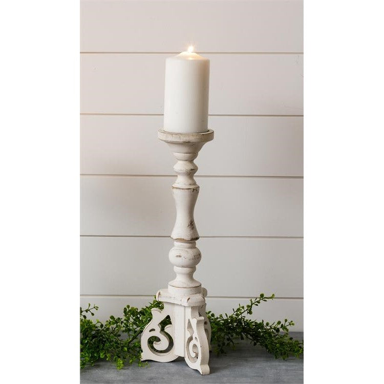 Distressed Candle Holder with Corbel Feet 16.5" H
