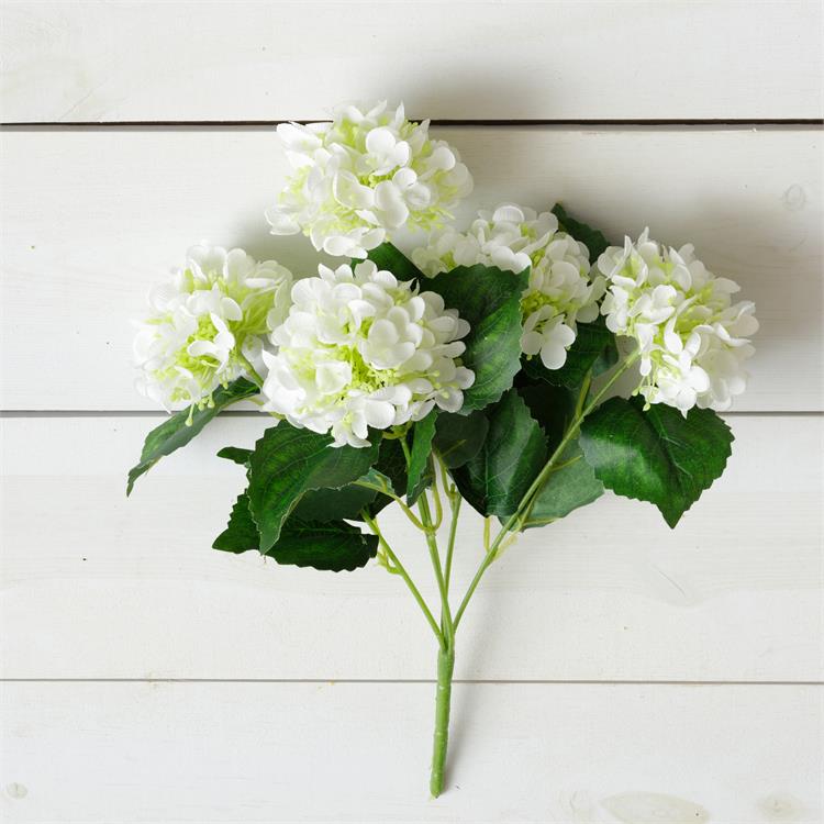 White Hydrangea 14" Faux Floral Bunch