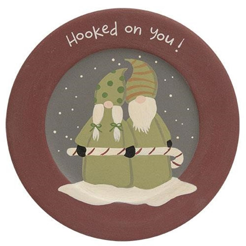 Hooked on You Gnome Decorative Christmas Plate
