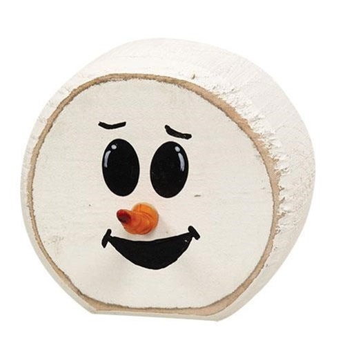 Distressed Chunky Wooden Snowman Head 3.5" H