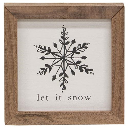 Let It Snow Black & White Snowflake Mini Framed Print