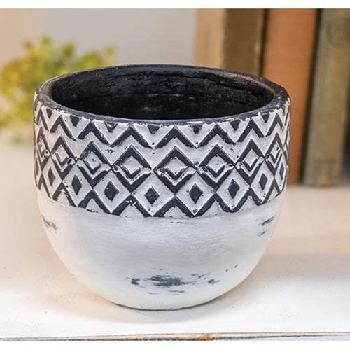 Geometric Grey and White Ceramic Bowl