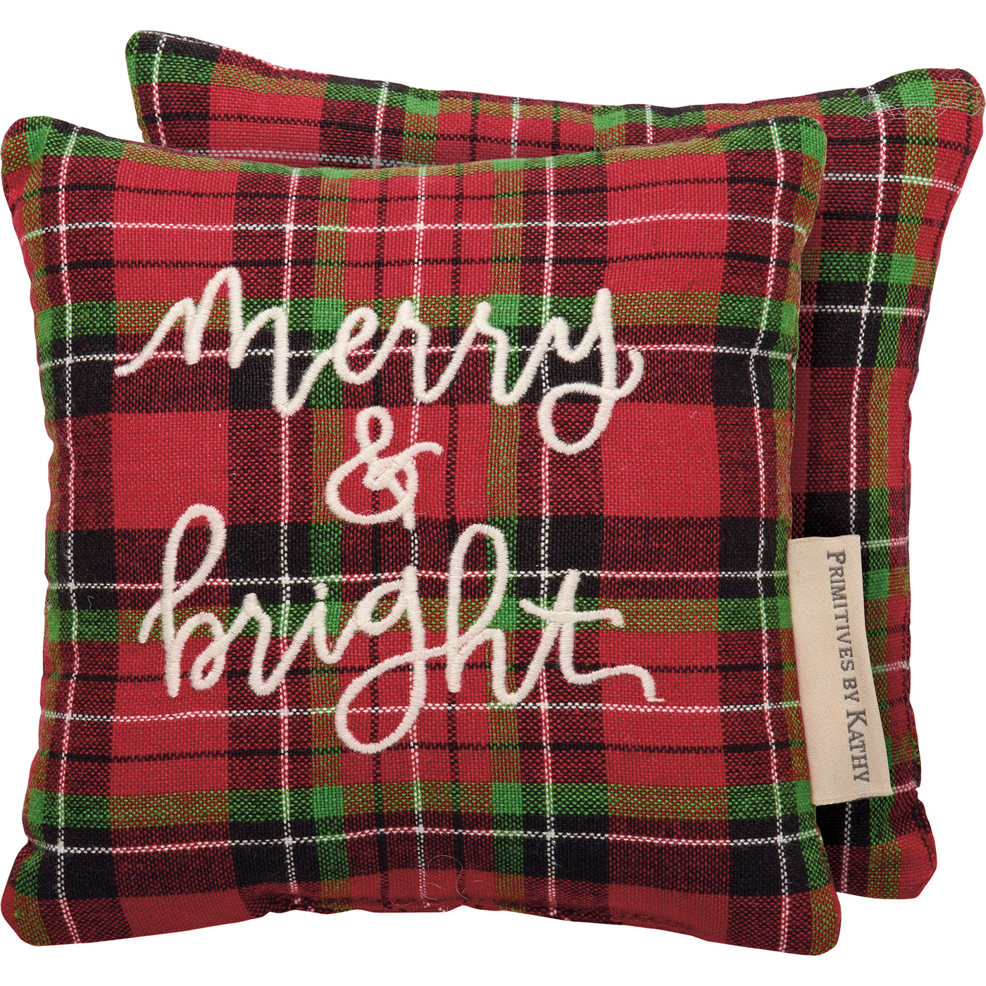 Merry & Bright Plaid Mini 6" Christmas Pillow