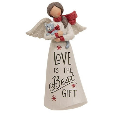 Love Is the Best Gift Resin Angel With Cat Figure