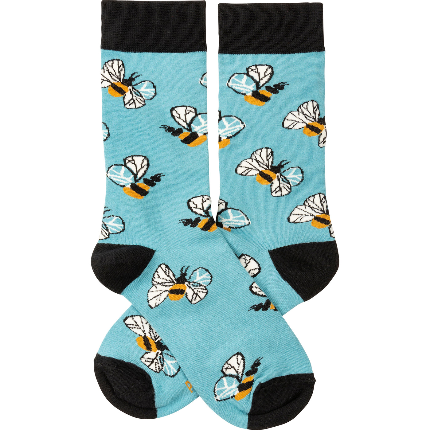 Buzzing Bees on Light Blue Unisex Fun Socks