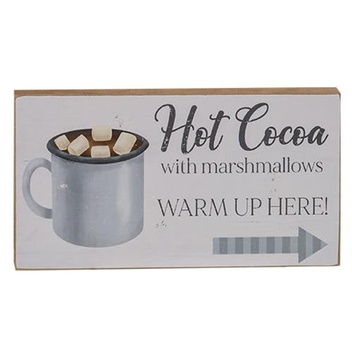 💙 Hot Cocoa With Marshmallows Small Block Sign