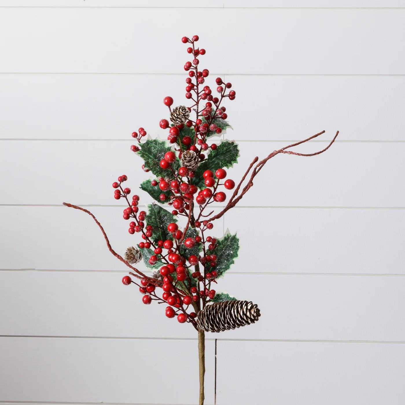 Sparkling Variegated Holly with Berries 30" Faux Branch