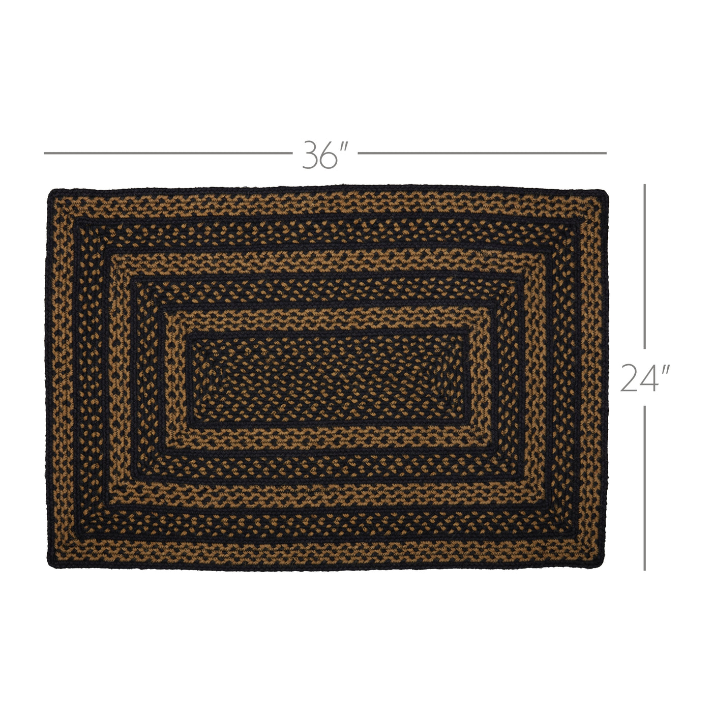 Black & Tan Jute Rectangle Rug with Pad 24" x 36"