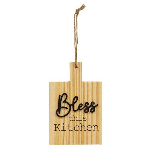 💙 Bless This Kitchen Natural Cutting Board Ornament