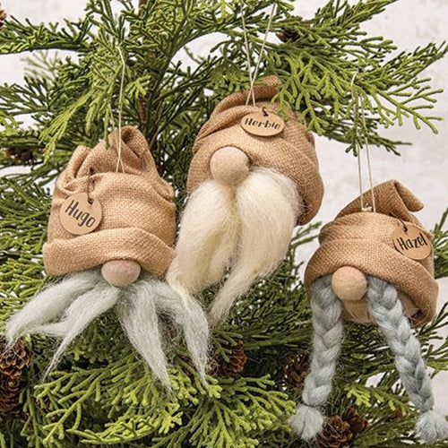 Set of 3 Gnome Head Ornaments