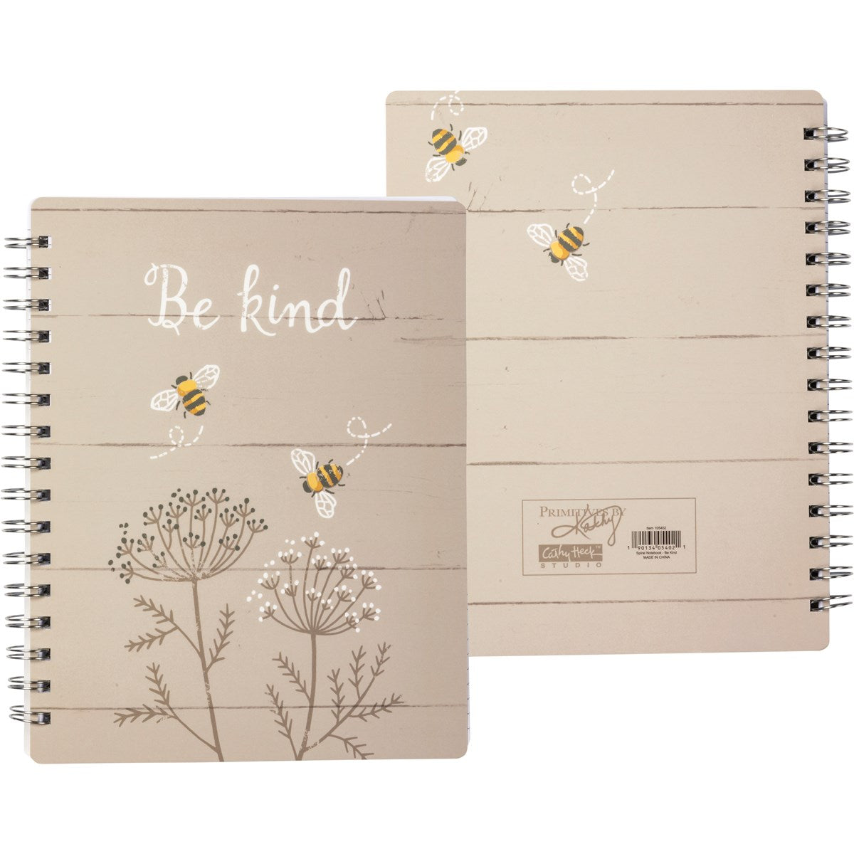 💙 Be Kind Bees and Natural Flowers Spiral Notebook